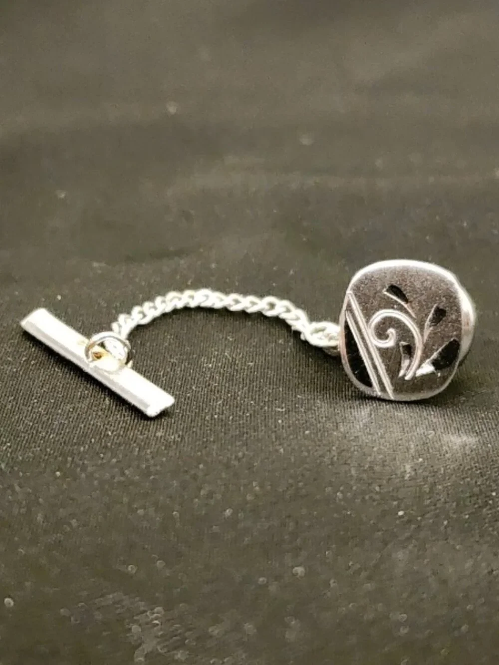 Vintage Sterling Silver Tie Pin with Chain by Mr. X